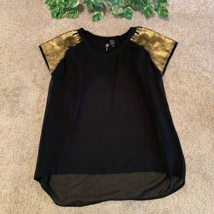 Fun & Flirt Black & Gold Blouse | L